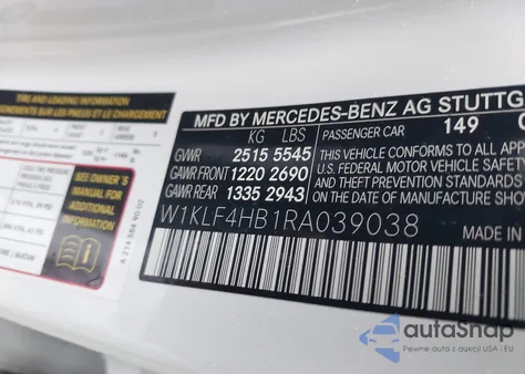 2024 Mercedes-Benz E 350 from USA, damaged, VIN W1KLF4HB1RA039038